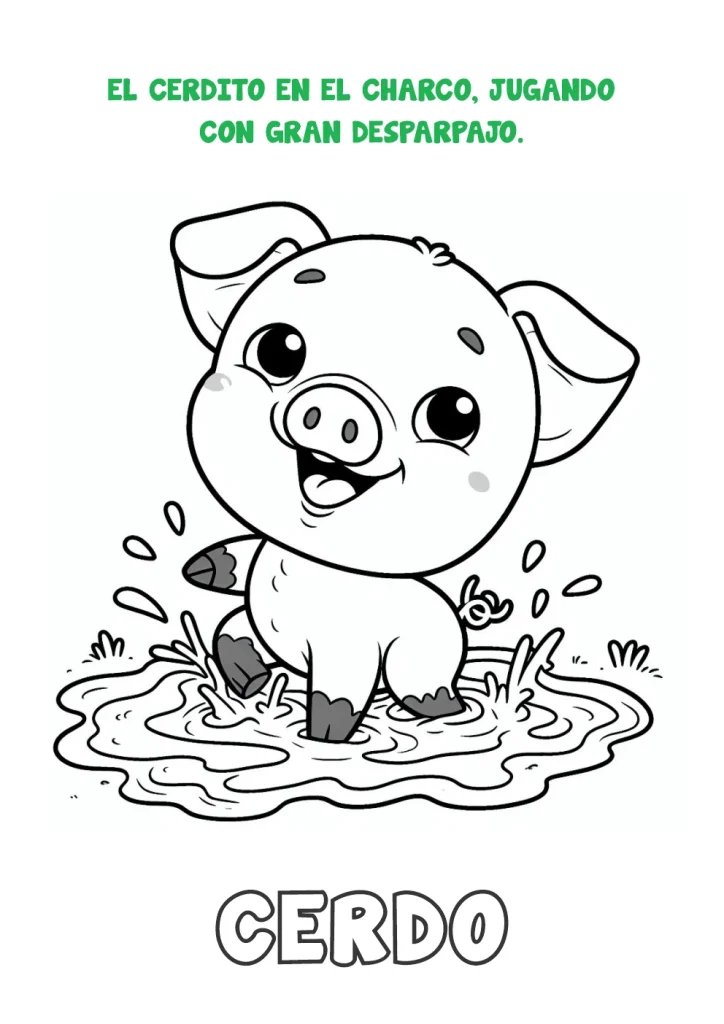 colorea-el-cerdito-en-el-charco