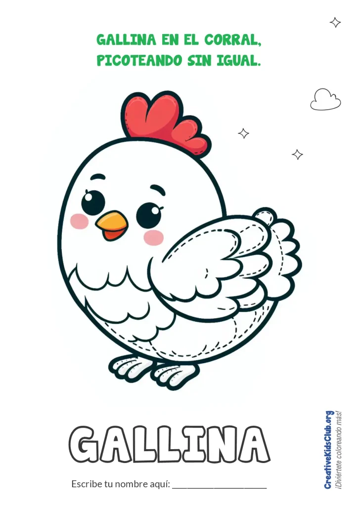 colorea-la-gallina-en-el-corral