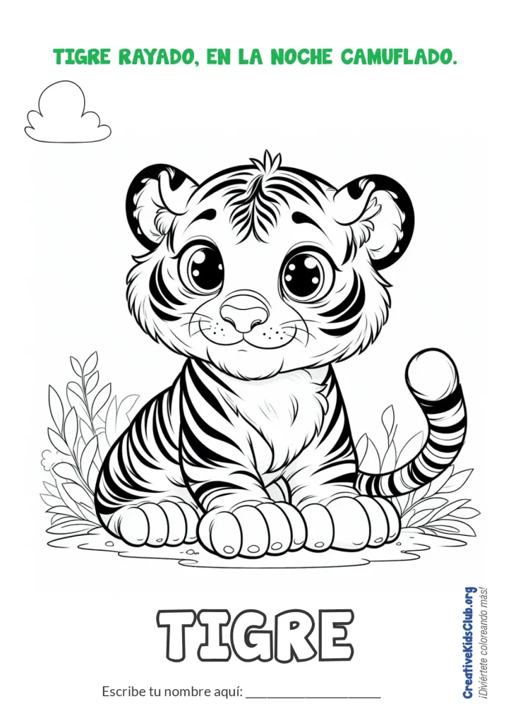 colorea-un-tigre-rayado-en-la-noche